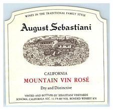 1980's Sebastiani Vineyards Mountain Vin Rose California Wine Label Original S8 picture