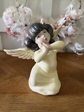 Vintage Atlantic Mold Brown Hair Gold Wings Angel Hand Made Figurine 1973 picture