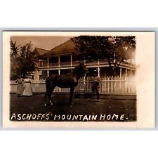 Vintage Postcard RPPC Aschoffs Mountain Home Horse Scene Real Photo Marmot OR picture