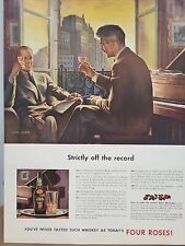 1942 Four Roses Whiskey  Fortune WW2 Print Ad Q4 John Falter Journalist Piano picture