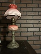 Beautiful Cased Glass Art Glass Lamp Peach Blow Type Peg Lamp  picture