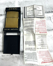 Vintage Zippo Lighter Solid Brass Case With Box Paperwork Engraved 1998-99 picture