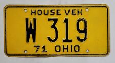 1971 OHIO HOUSE VEHICLE LICENSE PLATE 🔥FREE SHIPPING🔥 W 319 ~ VINTAGE 3 DIGIT picture