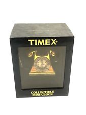 Vintage Timex Mini Rotary Telephone Desk Top Clock In Box Gold Collector Dial picture