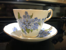 Regency English Bone China Teacup/Saucer Set Blue Violets NEW 2 Sets Avail picture