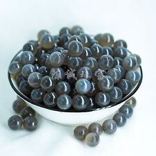 Wholesale 100pcs 10mm Natural Gray Agate Stone Round Ball Shape No Hole Beads picture