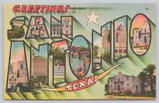 San Antonio Texas, Large Letter Greetings, The Alamo, Vintage Postcard picture