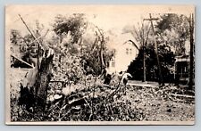 c1917 RPPC Men Cleaning Up after Storm Damage in Town ANTIQUE Postcard picture