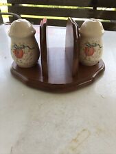 International China Vintage Marmalade Goose Apple Salt Pepper Shakers Wooden Rac picture