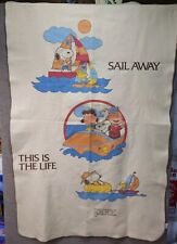 VTG CHATHAM 1965 PEANUTS Snoopy Woodstock Sail Away This Is Life Blanket Rare  picture