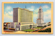 c1939 Linen Postcard Los Angeles CA California US Post Office & Federal Building picture