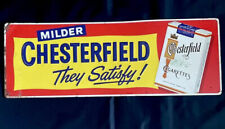 VINTAGE CHESTERFIELD 34” EMBOSSED METAL SIGN CIGARETTE TOBACCO GAS OIL CAR TRUCK picture