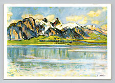 Vintage 1980s Ferdinand Hodler Mountain Landscape Postcard picture