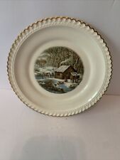 Vintage Harkerware Currier & Ives A Home in the Wilderness 6 1/4” Plate USA picture