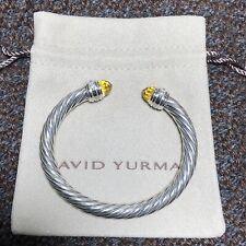 David Yurman 7mm Cable Classic Bracelet & 925 Silver Lemon Citrine & Diamonds M picture