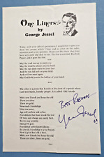 GEORGE JESSEL 1969 Hand-Signed 'One Liners' Toastmaster General, TV & Radio picture