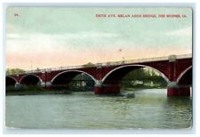 c1910's Sixth Avenue Melan Arch Bridge Des Moines Iowa IA Antique Postcard picture