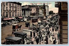 Dayton Ohio Postcard College Main Street Market Aerial View Crowd Streetcar 1910 picture