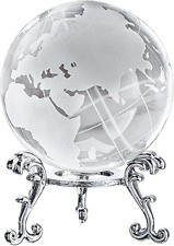 60Mm World Globe Crystal Earth Ball Paperweight with Stand Glass Sphere Display  picture
