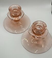 Vintage Pink Glass Taper Candle Holders, Set of 2, 3.5