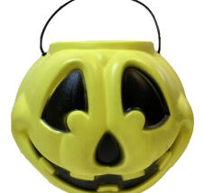 Vintage Halloween Blow Mold Pumpkin Pale Jack O Latern Yellow Bucket General Foa picture
