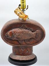 Ceramic Wood Look Fish Lamp by Vintage Verandah 1992 Rustic Look picture