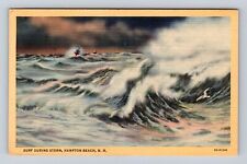 Hampton Beach NH-New Hampshire, Surf During Storm, Antique, Vintage Postcard picture