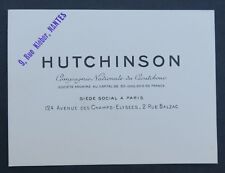 HUTCHINSON business card Michelin tire rubber tyre Nantes old visit card picture