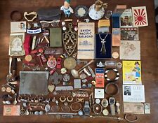Amazing Vintage Junk Drawer Lot Rings, Pins, Toys Pendants, Vintage Buckle Watch picture