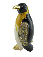 Jere Wright Swarovski Crystal Jeweled Emperor Penguin Enamel Hinged Trinket Box picture