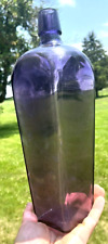 NICE AMETHYST COLORED BIG TAPERED CASE GIN BOTTLE QUART 1890'S ERA L@@K picture