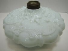 19c Victorian Spider Webs Leaves Flowers Decorative Arts Milk Glass Oil Lamp picture