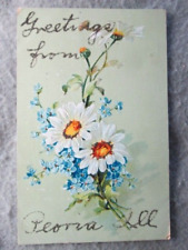 Antique Greetings From Peoria, Illinois Flower Postcard 1907 picture