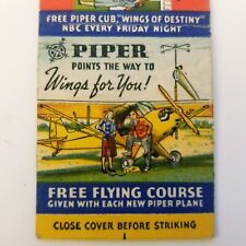 Vintage Advertising Matchbook ~ Piper Cub Airplane Lock Haven PA Antique picture