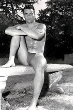 1960s physique model posing outdoors on bench gay man's collection 4x6 picture