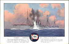 Naval Battleship YARRA Hit by Torpedo MM Flag 1917 WWI Messageries Maritimes picture