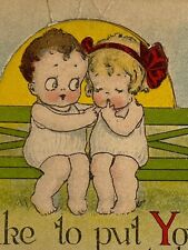 Antique Early 1900s Ephemera Valentine Postcard Barton Spooner Children Boy Girl picture