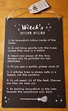 Vintage Style Witch Rules Sign Primitive Witches Retro Halloween Home Decor NEW picture