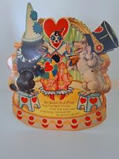 Antique St. Valentine's Day Card Circus French Poodles Movable picture