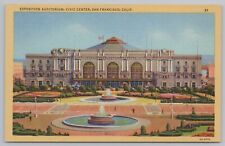 Linen~Air View Expo Auditorium Civic Center San Francisco CA~Vintage Postcard picture