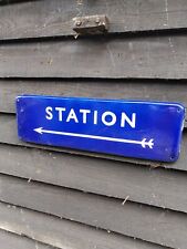 BR STATION enamel sign British rail eastern station arrow railway train picture