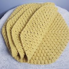 Vintage Crochet Yarn Placemats Harvest Gold Set Of 4 Handmade Hexagon Shape  picture