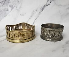 Brass & Silverplate Wine Or Champagne Bottle Coasters picture