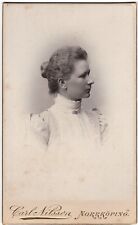 CIRCA 1890s CDV CARL NILSSON LADY IN FANCY WHITE DRESS NORRKOPING SWEDEN picture