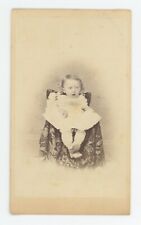 Antique CDV Circa 1870s Adorable Little Girl Sitting in White Dress Allentown PA picture