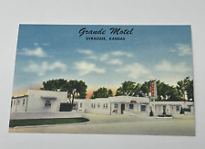 1950's Grande Motel Syracuse Kansas H.J. Scott Postcard Exterior Photo picture