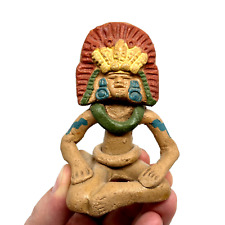 VTG Mexican Aztec God Figurine Clay Folk Art Corn Maize Centeotl 3