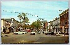 New Hampshire Lancaster Business District Street View Old Cars Vintage Postcard picture