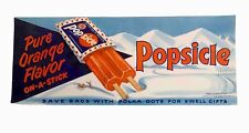Vtg Popsicle Litho Advertising Paper Sign Ice Cream Poster 1952 Joe Lowe 20 X 8 picture