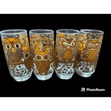 Fabulous Set of 4- 1970's Owl Drinking Glasses- RARE And Hard to find picture